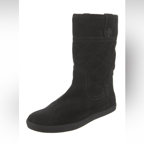 Tory Burch Black Suede Mid-Calf Boots 9 - Picture 2 of 5